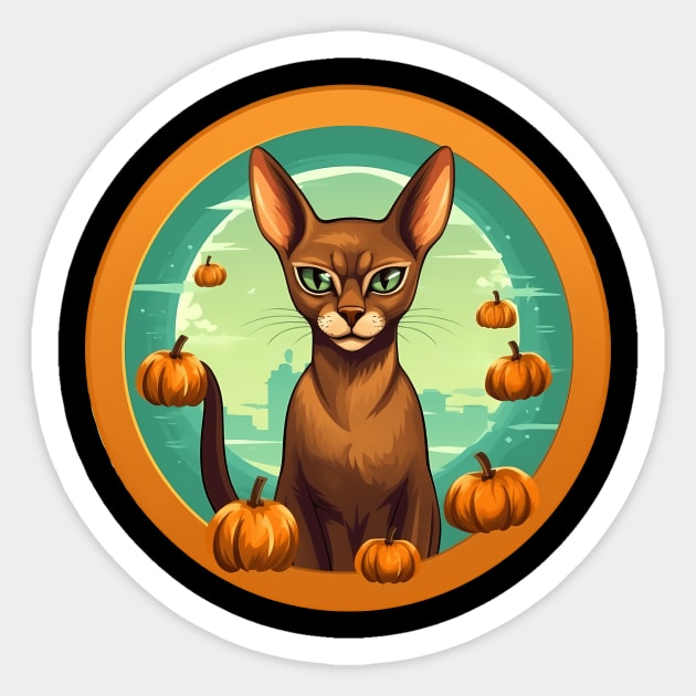 Abyssinian Cat Halloween, Cat Lover Sticker by logiamerch